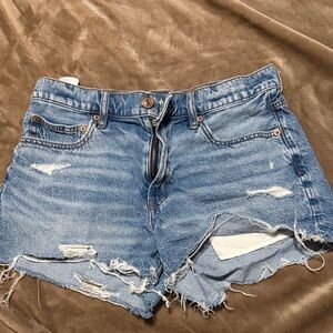American Eagle Outfitters Light Blue Distressed Jean Shorts